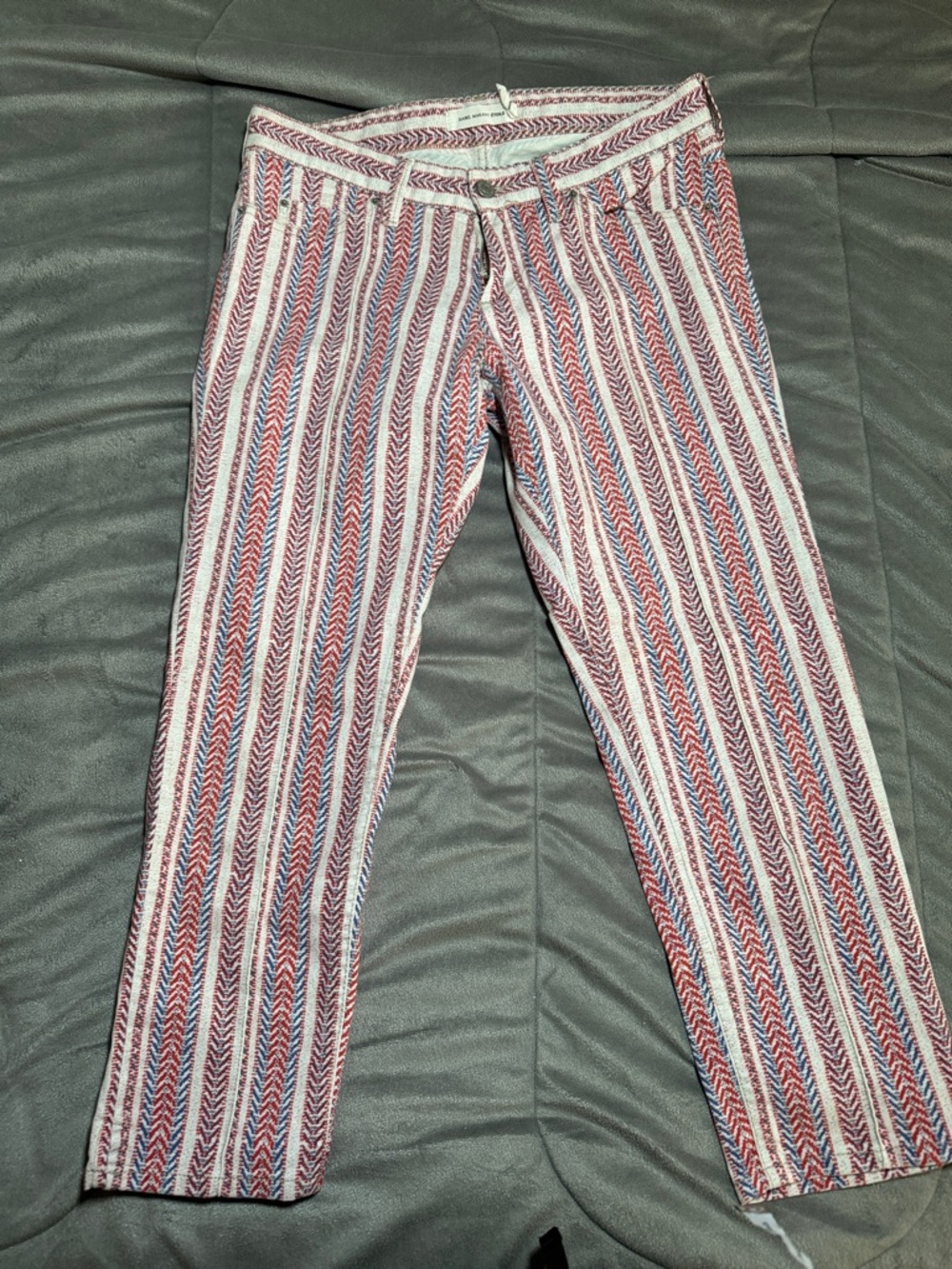 Isabel Marant Etoile women’s Striped Ankle Crop Jeans in Red & Blue eu 40 US 8